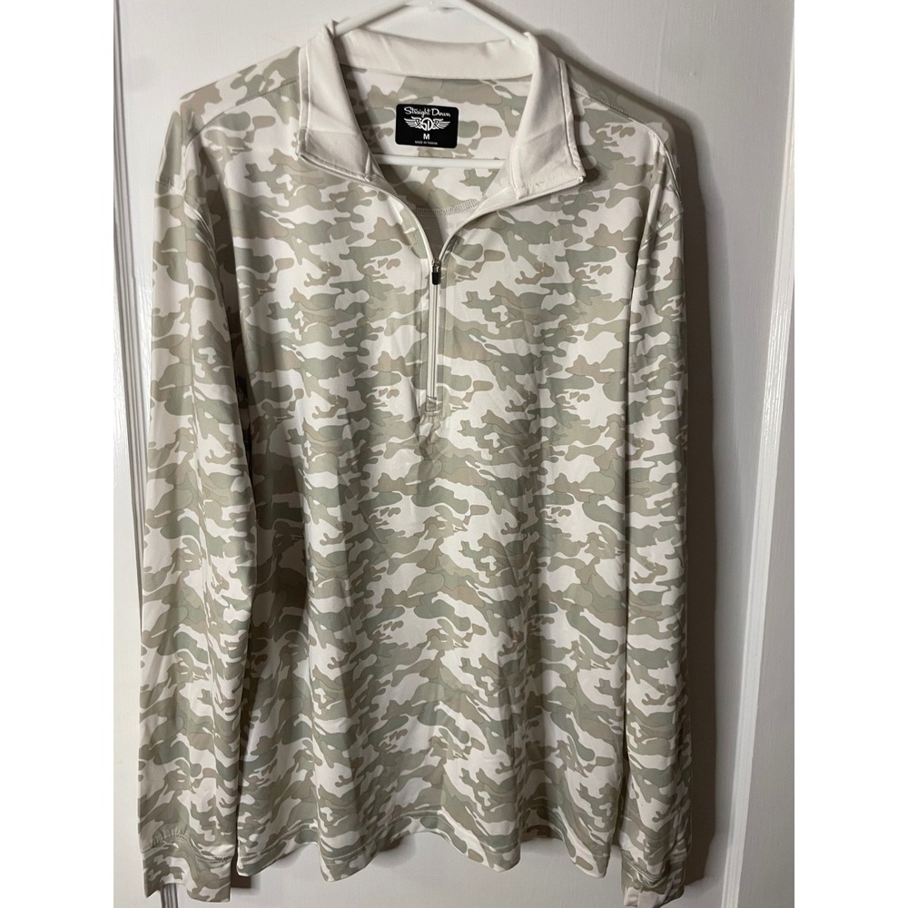 Straight Down Camo Quarter Zip Long Sleeve‎ Golf Pullover Athletic Wear Medium